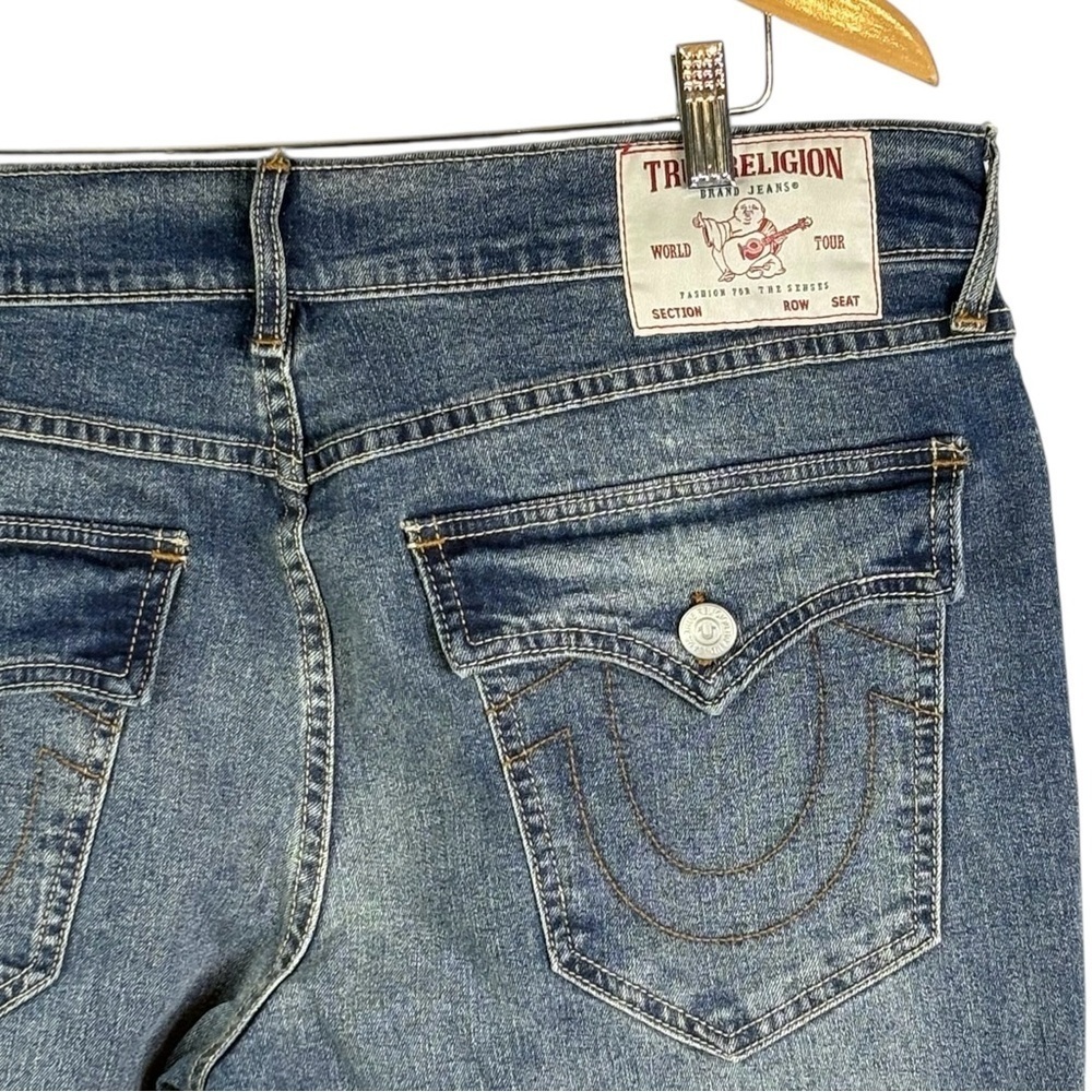 NEW True Religion Billy Flap Bootcut Jeans Size 36 Blue Relaxed Fit 36 x 33.5 - Picture 6 of 14